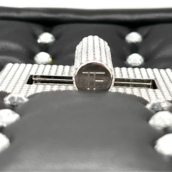 Tom Ford Black Leather Purse Studded Sequin Chain Link Shoulder Bag - Picture 13 of 16